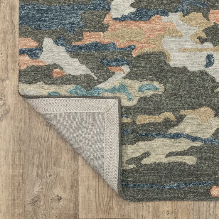 8' X 10' Gray And Blue Wool Abstract Hand Tufted Area Rug