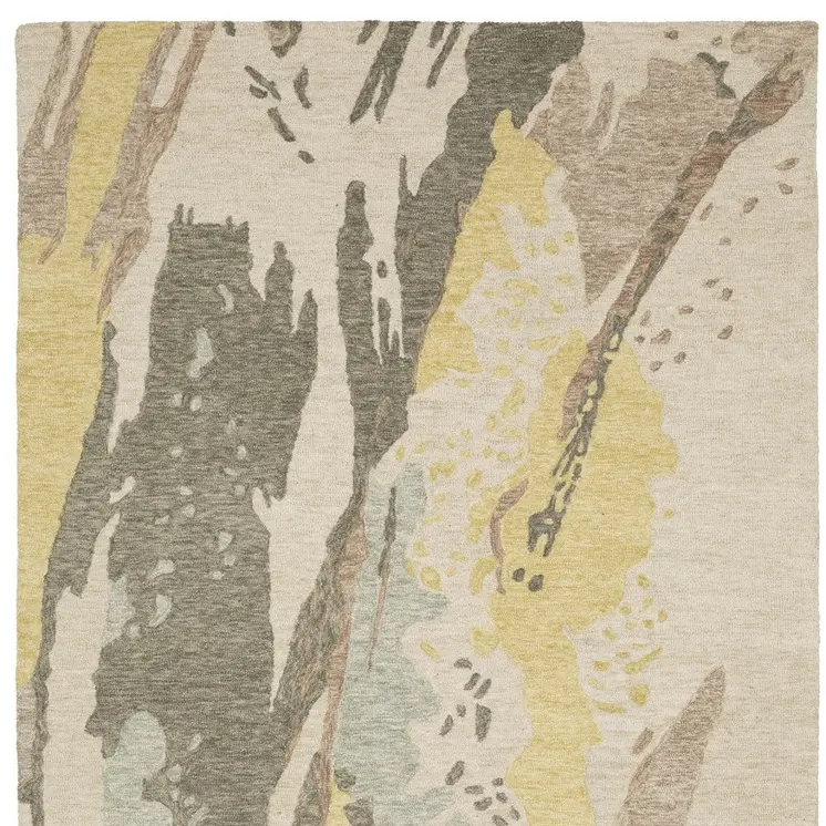 8' X 10' Beige And Yellow Wool Abstract Hand Tufted Area Rug