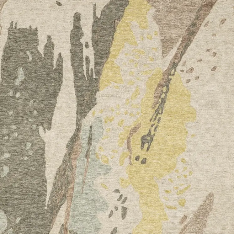 8' X 10' Beige And Yellow Wool Abstract Hand Tufted Area Rug