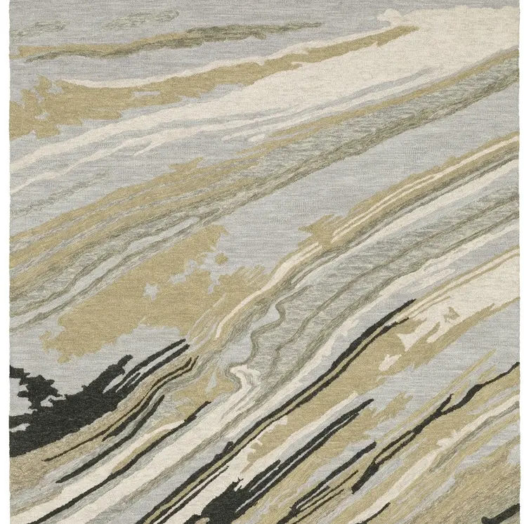 8' X 10' Gray Wool Abstract Hand Tufted Area Rug