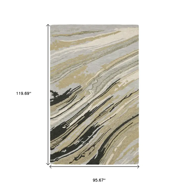 8' X 10' Gray Wool Abstract Hand Tufted Area Rug