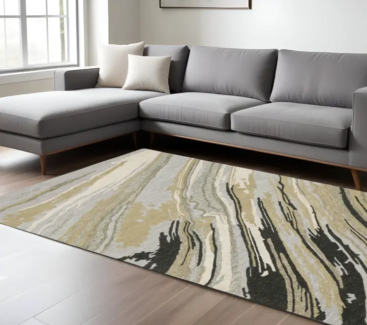 8' X 10' Gray Wool Abstract Hand Tufted Area Rug