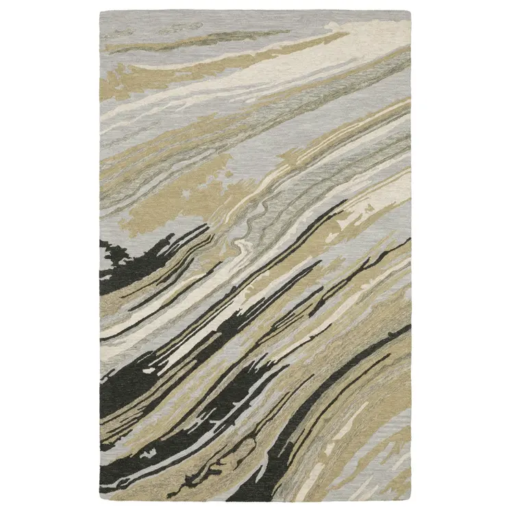 8' X 10' Gray Wool Abstract Hand Tufted Area Rug