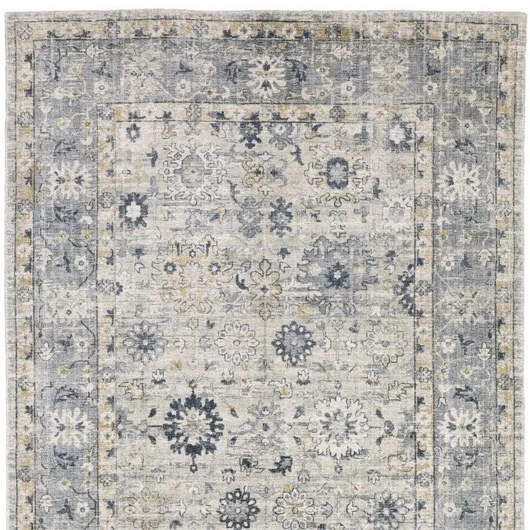 8' X 10' Gray And Blue Oriental Hand Tufted Area Rug