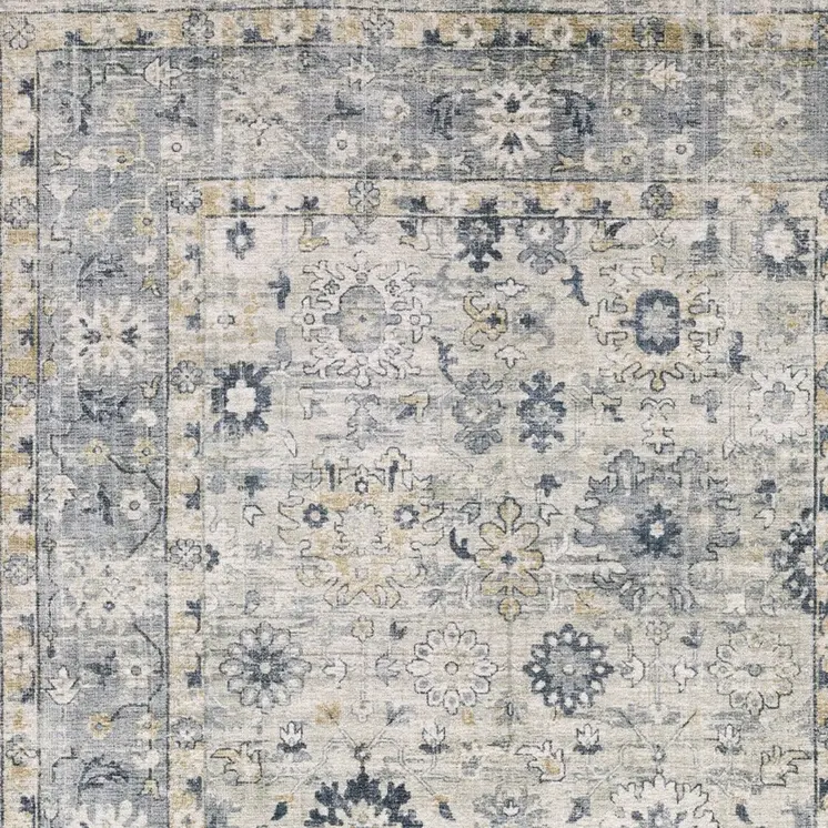 8' X 10' Gray And Blue Oriental Hand Tufted Area Rug