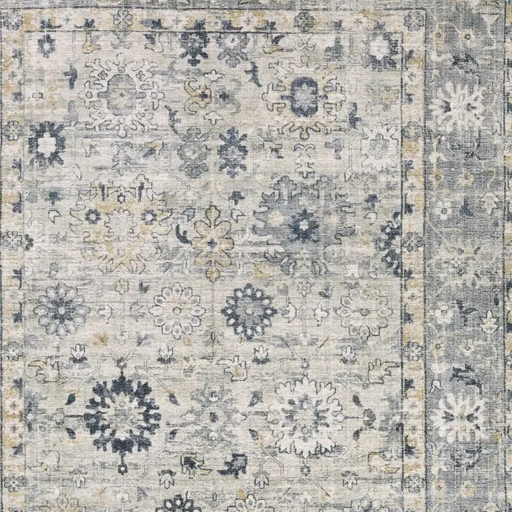9' X 12' Gray And Blue Oriental Hand Tufted Area Rug