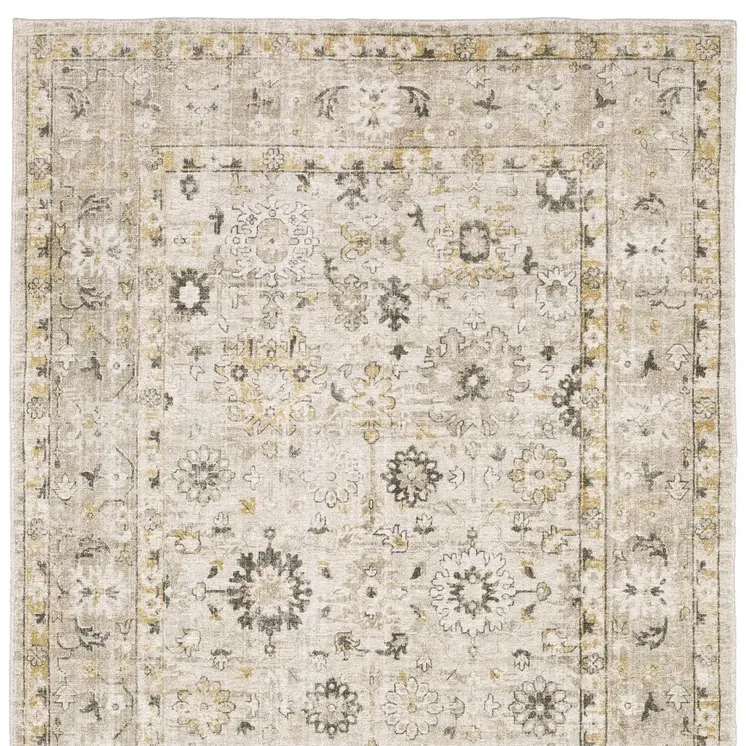 8' X 10' Beige And Gold Oriental Hand Tufted Area Rug