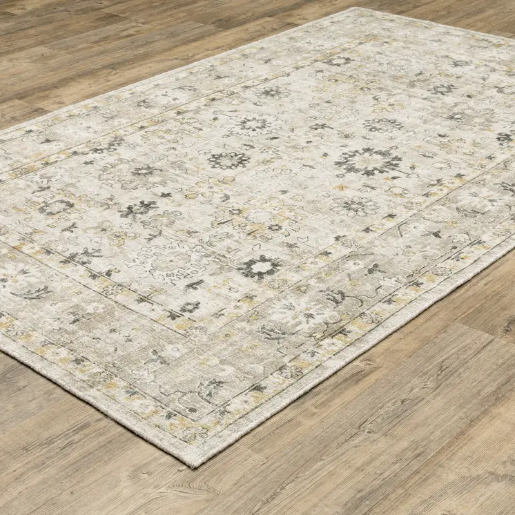 8' X 10' Beige And Gold Oriental Hand Tufted Area Rug
