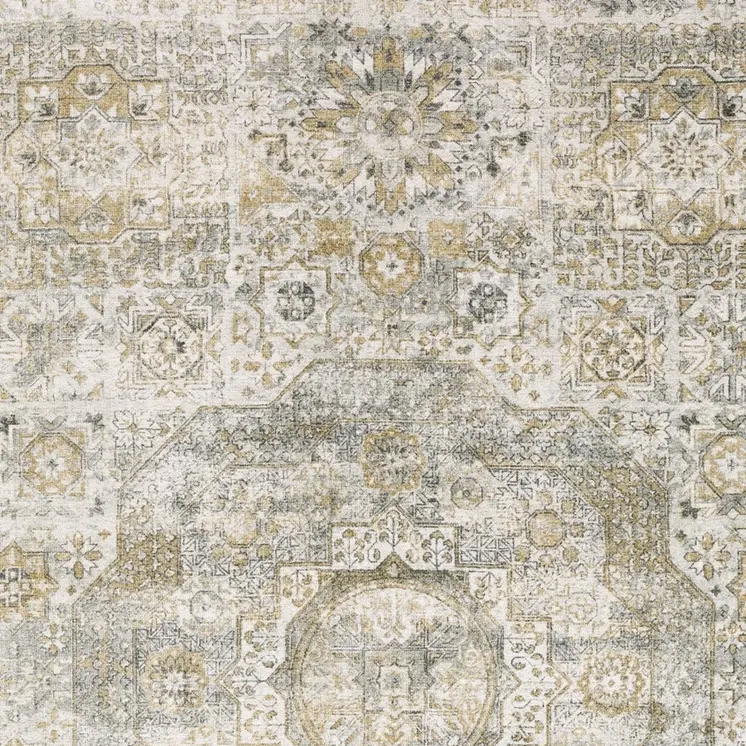 8' X 10' Gray And Gold Medallion Hand Tufted Area Rug