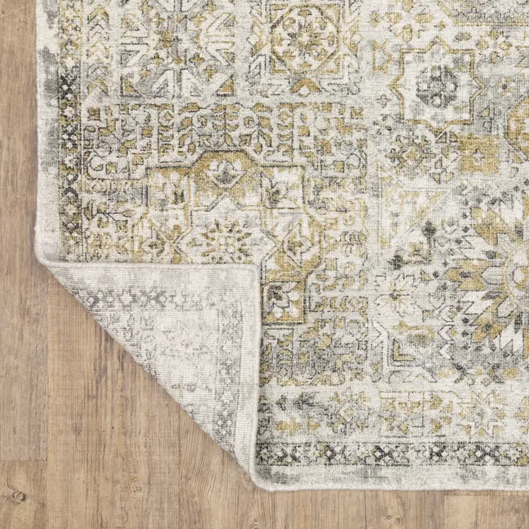 8' X 10' Gray And Gold Medallion Hand Tufted Area Rug