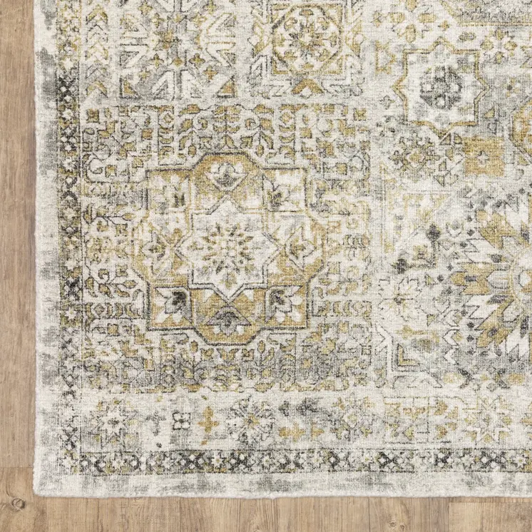 8' X 10' Gray And Gold Medallion Hand Tufted Area Rug