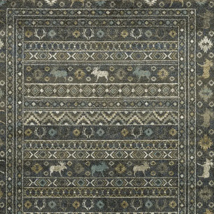 4' X 6' Blue And Gold Southwestern Area Rug