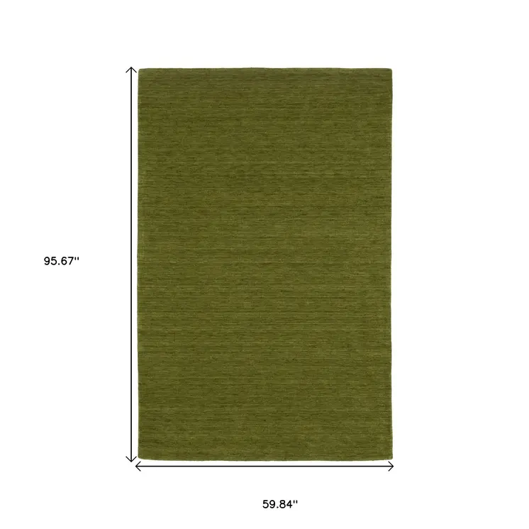5' X 8' Green Wool Hand Tufted Area Rug
