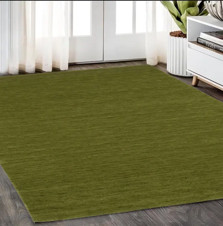 5' X 8' Green Wool Hand Tufted Area Rug