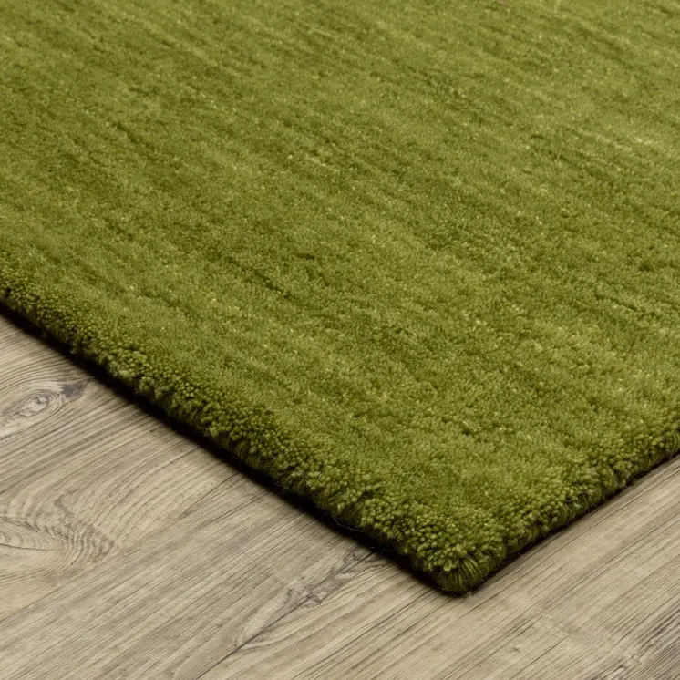 5' X 8' Green Wool Hand Tufted Area Rug