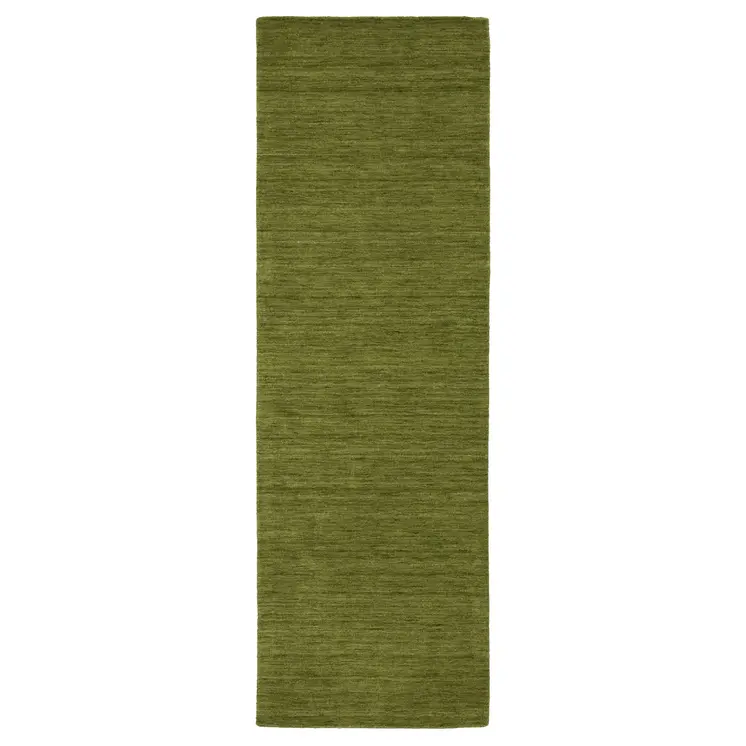 8' Green Wool Hand Tufted Runner Rug