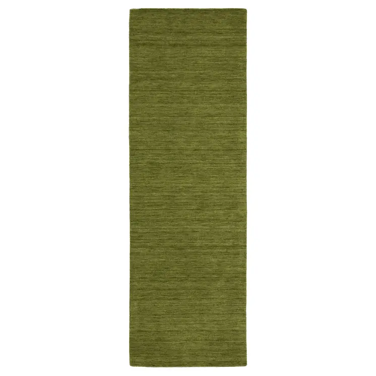 8' Green Wool Hand Tufted Runner Rug