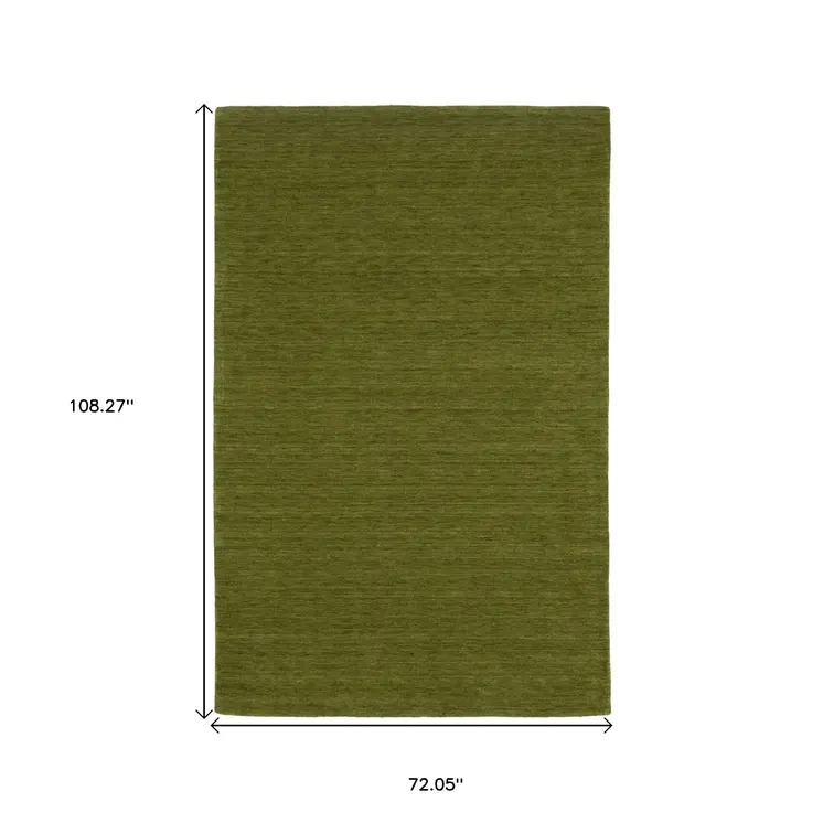 6' X 9' Green Wool Hand Tufted Area Rug