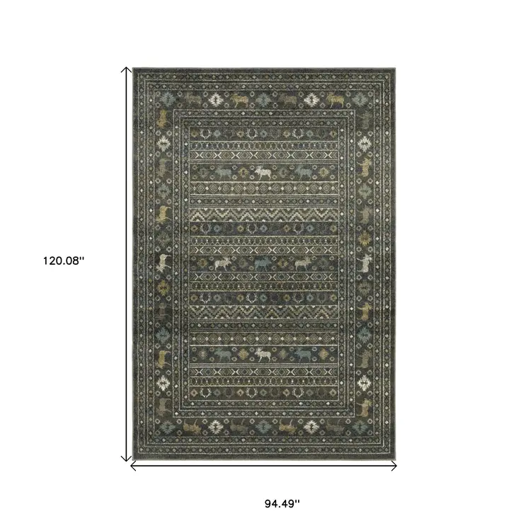8' X 10' Blue And Gold Southwestern Area Rug