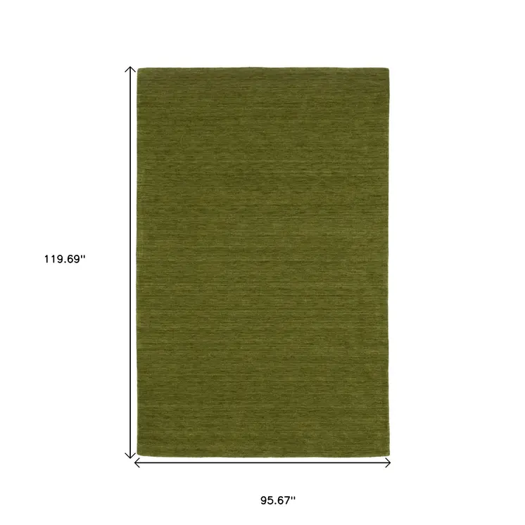 8' X 10' Green Wool Hand Tufted Area Rug
