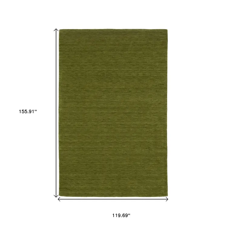 10' X 13' Green Wool Hand Tufted Area Rug