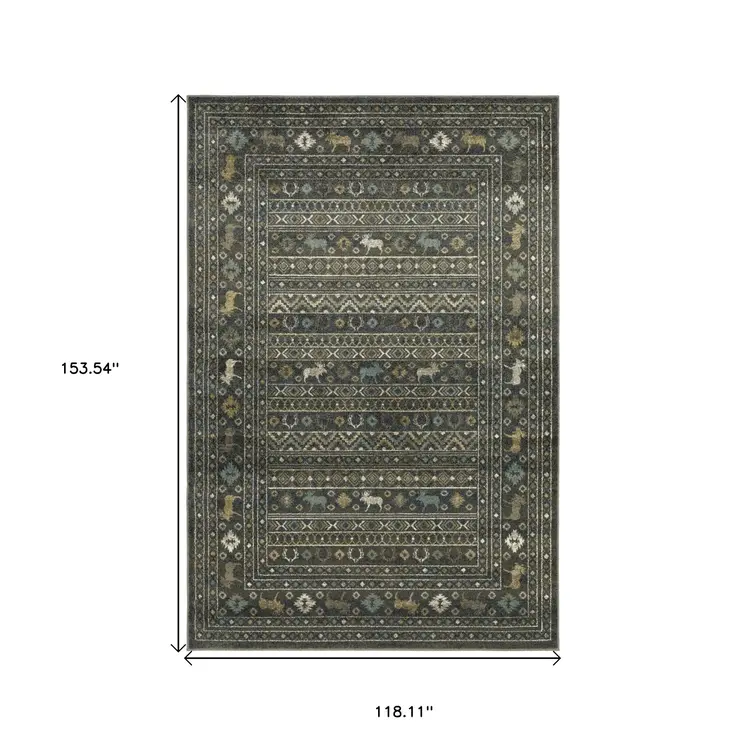 10' X 13' Blue And Gold Southwestern Area Rug