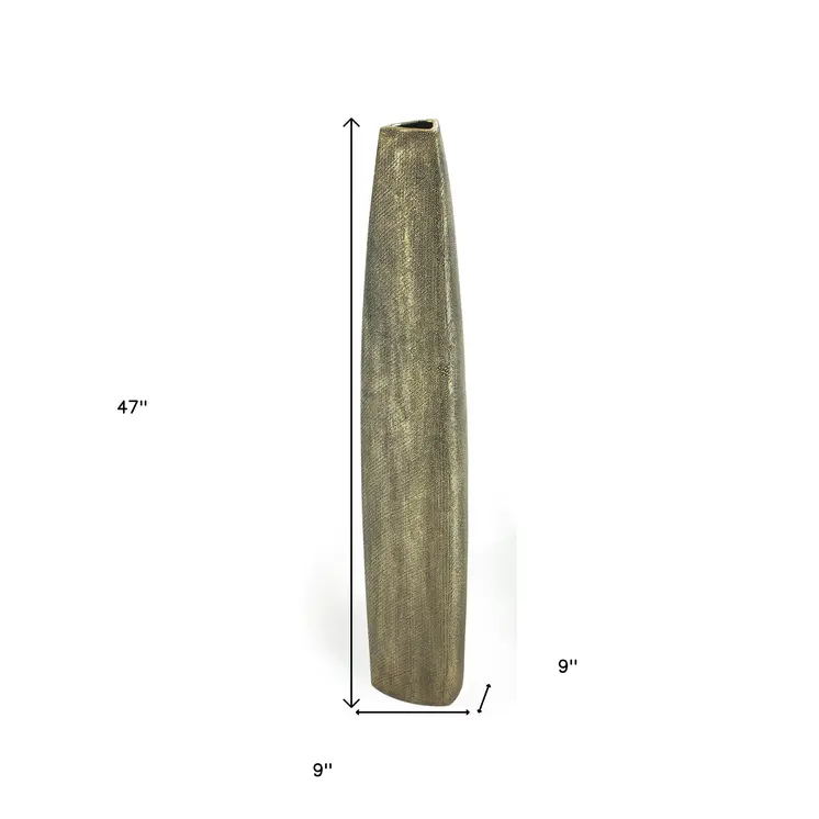 47" Gold Tapered Ceramic Floor Vase