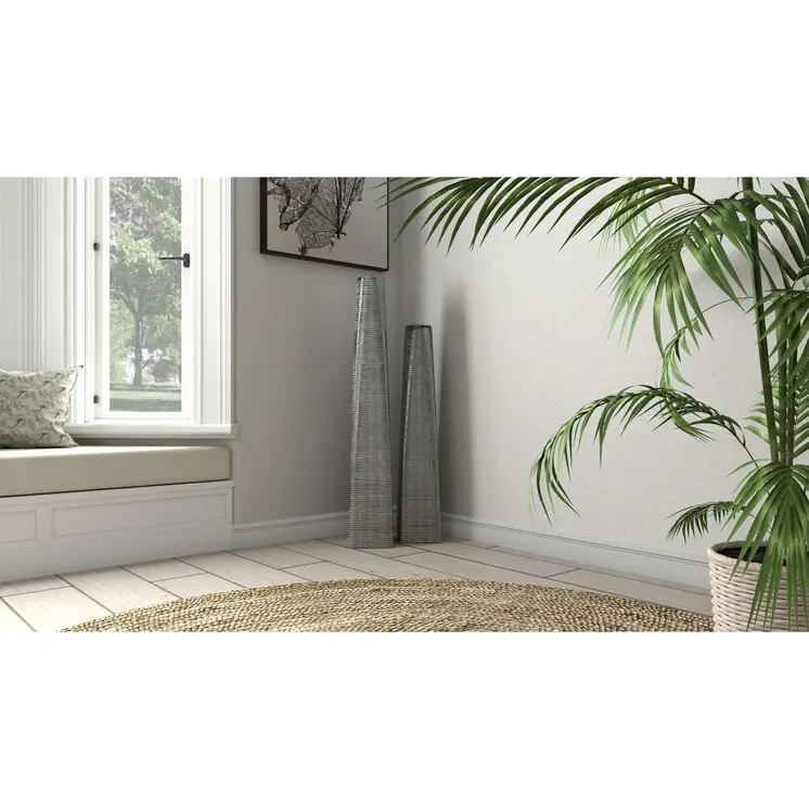 40" Silver Striped Tapered Ceramic Floor Vase