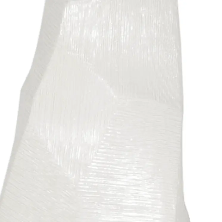 47" White Faceted Geometric Tapered Ceramic Floor Vase