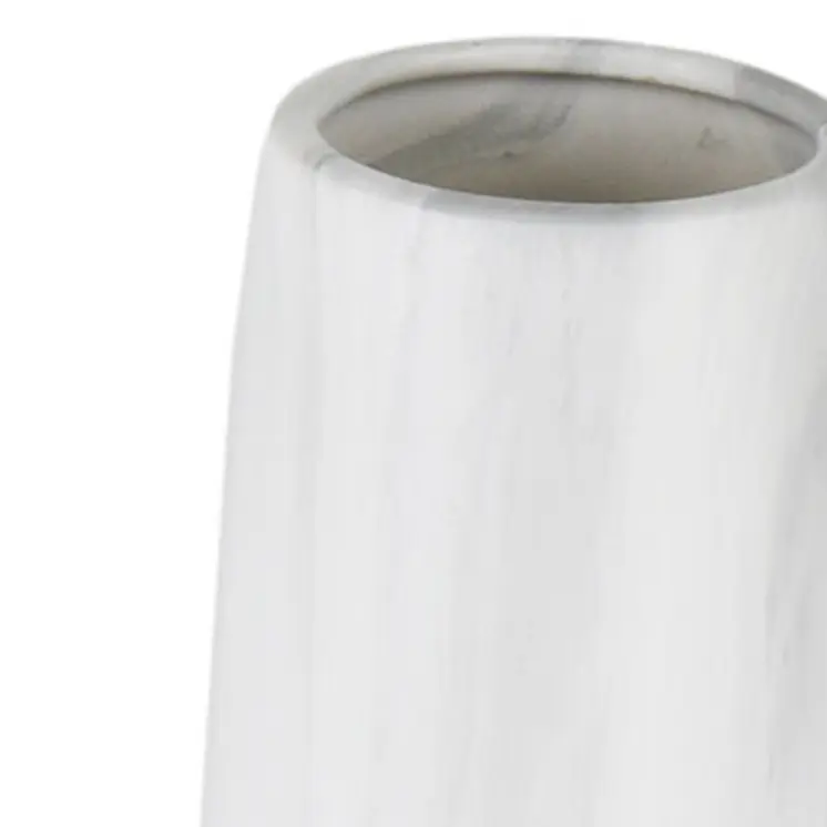 32" White Faceted Geometric Tapered Ceramic Floor Vase