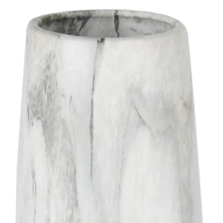 40" White Faux Marble Tapered Ceramic Floor Vase