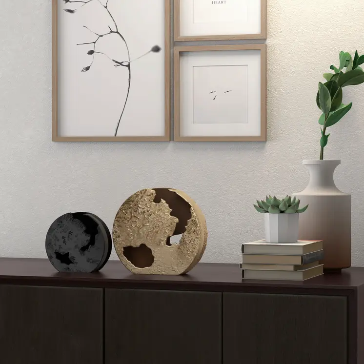 8" Black Hammered Round Aluminum Table Vase