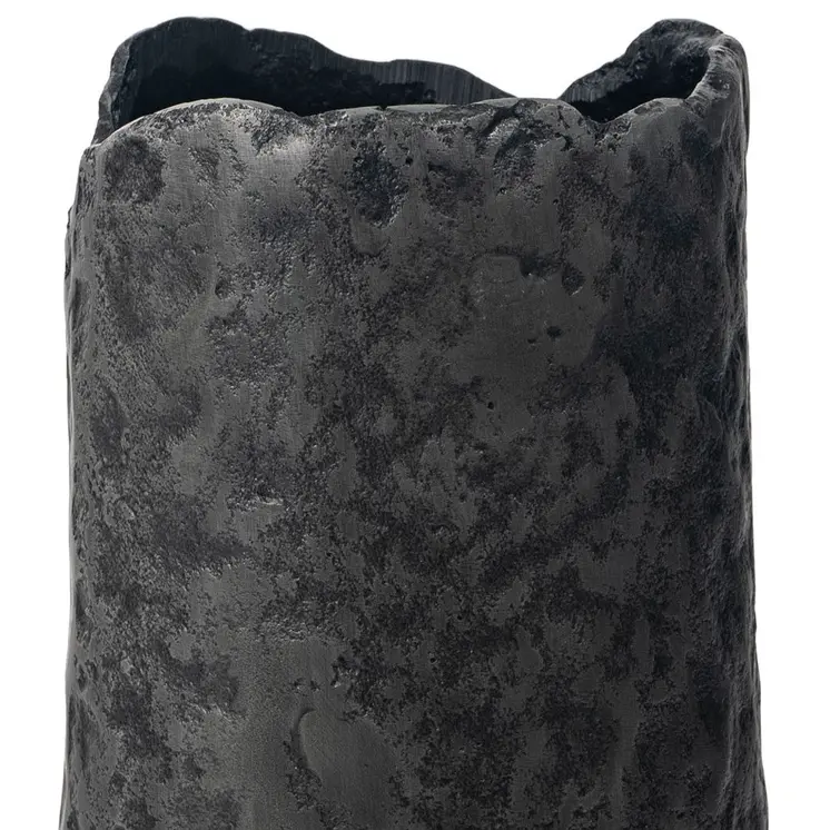 14" Gray Hammered Cylinder Aluminum Table Vase