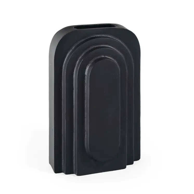 12" Black Geometric Aluminum Table Vase