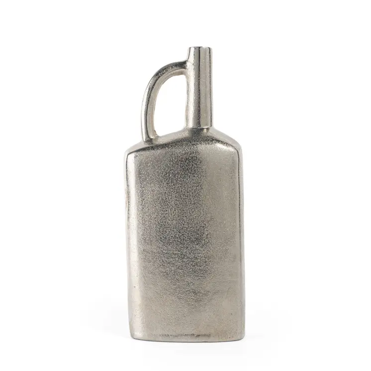 14" Silver Aluminum Jug Table Vase