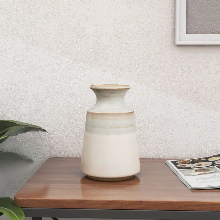 9" Blue And White Color Block Bud Ceramic Table Vase