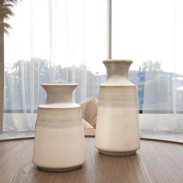 9" Blue And White Color Block Bud Ceramic Table Vase