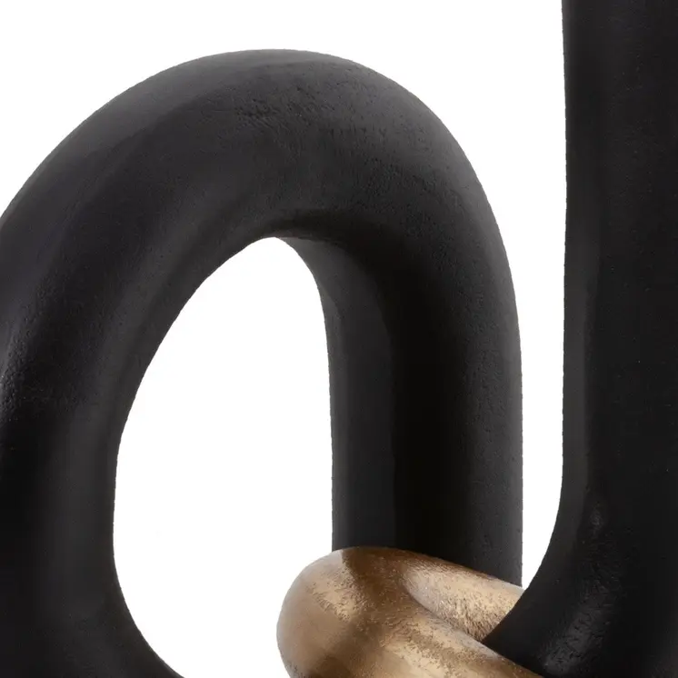 9" Black And Gold Aluminum Modern Abstract Tabletop Sculpture