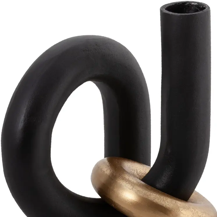 9" Black And Gold Aluminum Modern Abstract Tabletop Sculpture