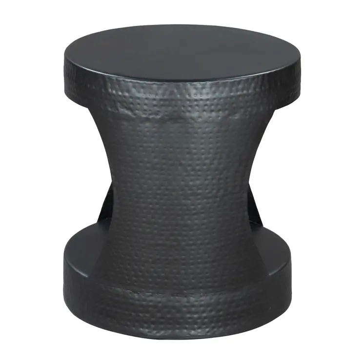20" Black Iron Round Floor Shelf End Table