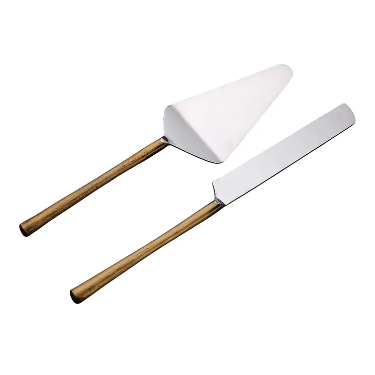 Hammered Gold Stainless Steel Two Piece Hand Forged Cake Server