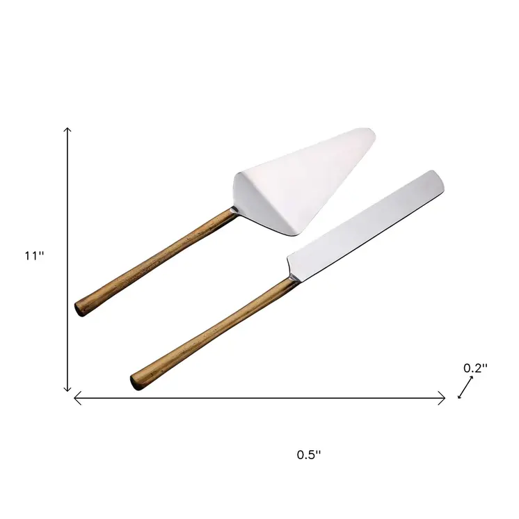 Hammered Gold Stainless Steel Two Piece Hand Forged Cake Server