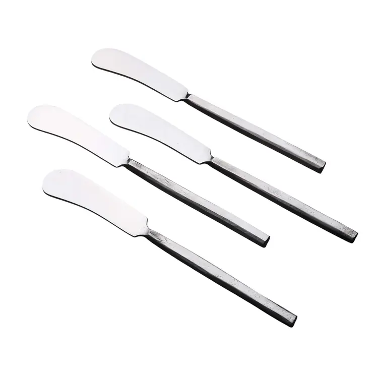 Hammered Silver Stainless Steel Four Piece Hand Forged Butter Knife