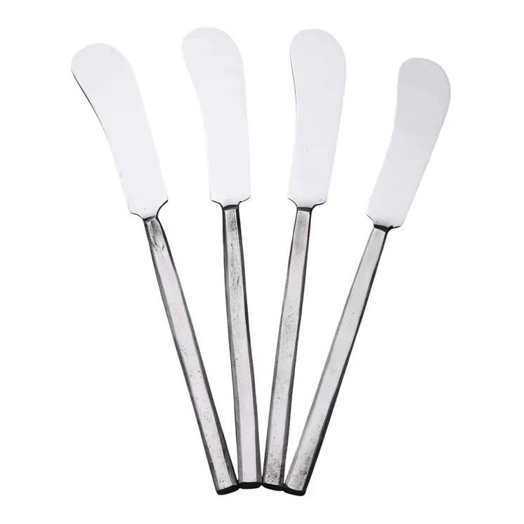 Hammered Silver Stainless Steel Four Piece Hand Forged Butter Knife