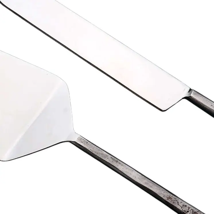Hammered Silver Stainless Steel Two Piece Hand Forged Cake Knife