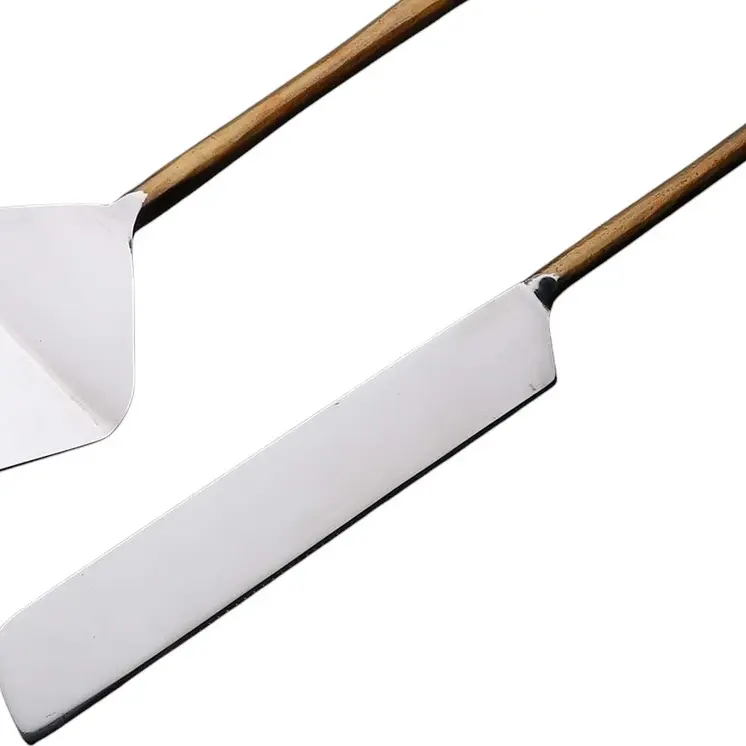 Hammered Gold Stainless Steel Two Piece Hand Forged Cake Knife