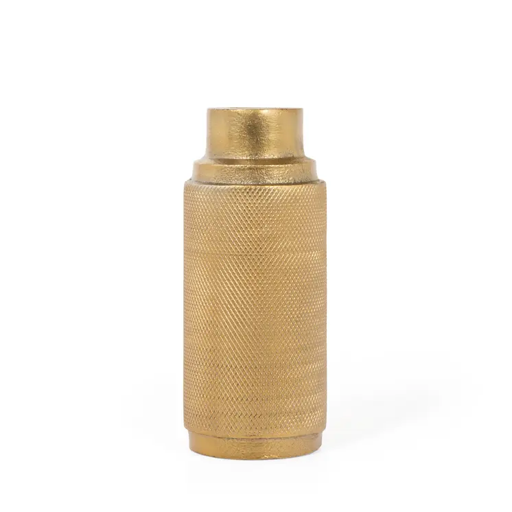 5" Gold Distressed Aluminum Tabletop Taper Candle Holder