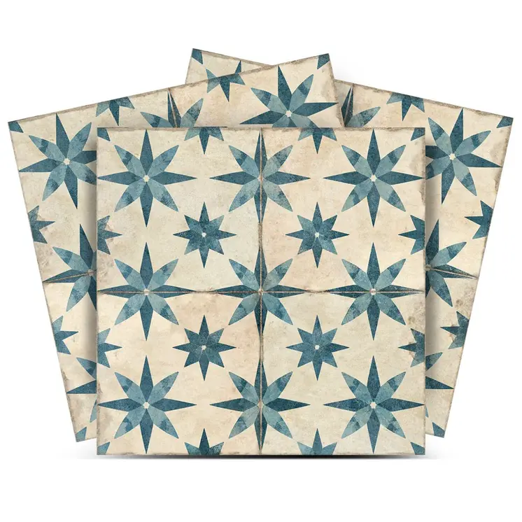 7" x 7" Dark Green Vinyl Arabesque Peel And Stick Removable Tiles