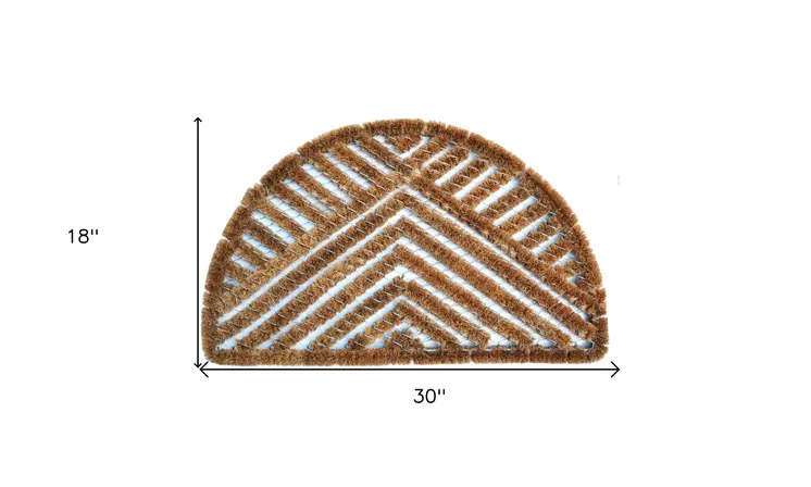 18" X 30" Brown Coir Geometric Outdoor Semi Circle Door Mat