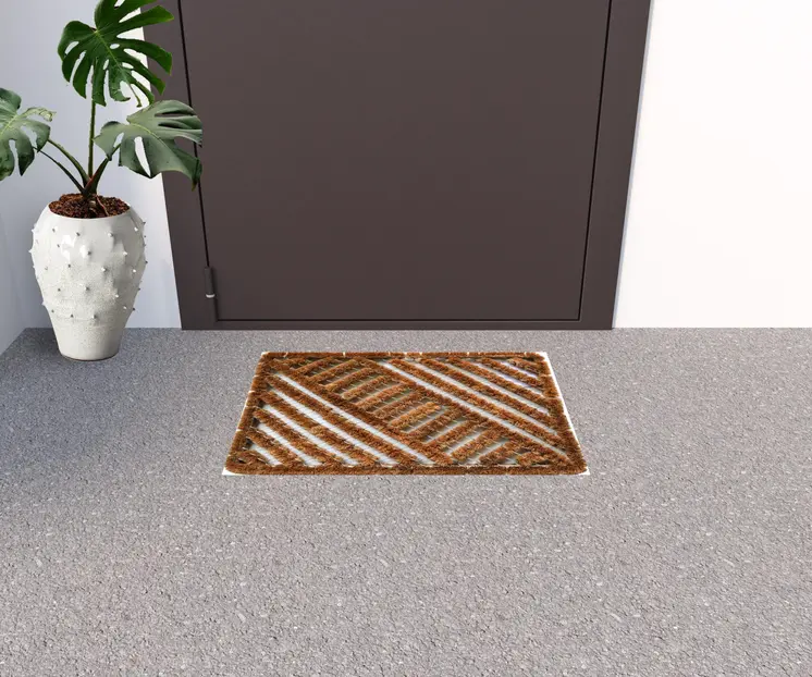 16" X 24" Brown Coir Geometric Outdoor Door Mat